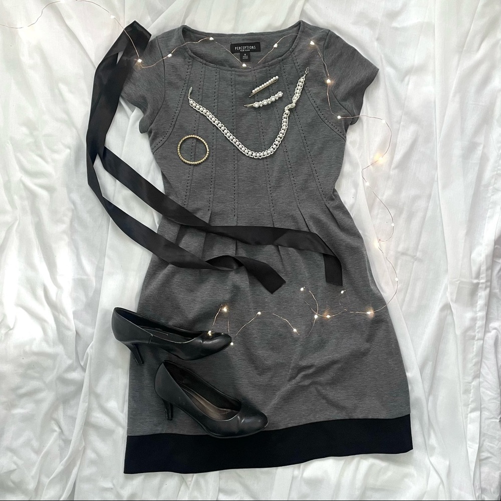 Black & Gray A-Line Dress